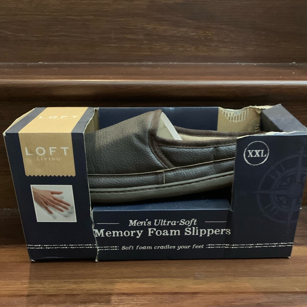 New Loft Living Men's Brown Memory Foam Slippers XXL (13-14)